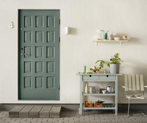 Jotun DrTech Mur 1024 Tidløs, dør: Jotun 7119 Stemning, utekjøkken 7163 Minty Breeze